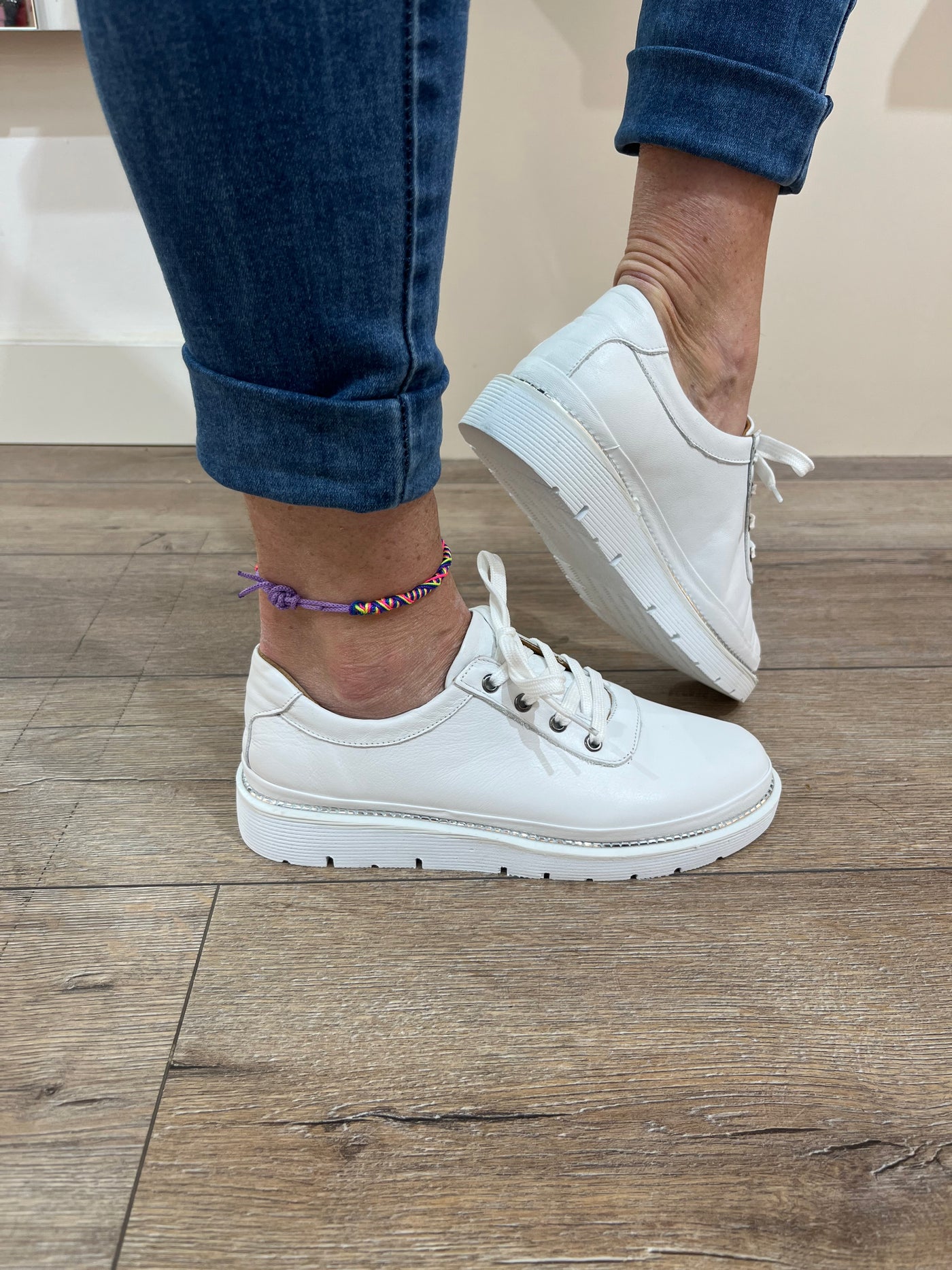 CALISIR 110 PLAIN LACED SHOE - WHITE