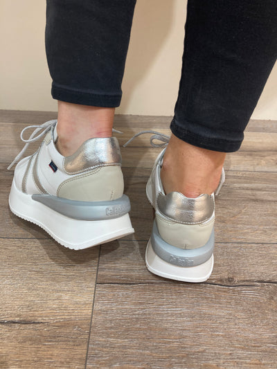 CALLAGHAN - 51201 LACED CHUNKY FASHION SHOE - WHITE/SILVER
