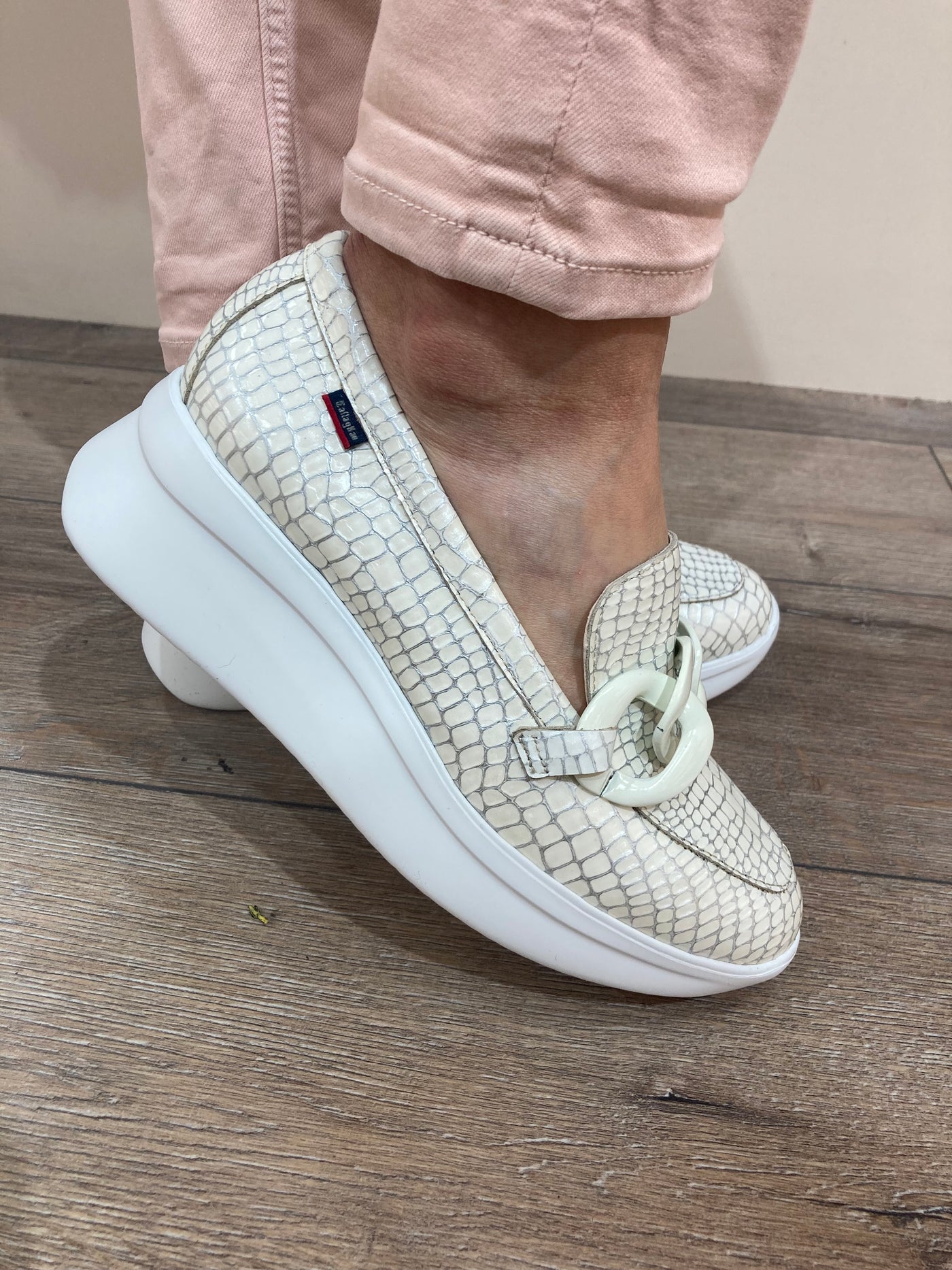CALLAGHAN - 30005 LOW WEDGE SLIP-ON SHOE - CREAM CROC