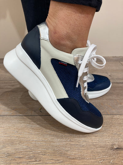CALLAGHAN - 30002 LOW WEDGE LACED SHOE - NAVY MULTI