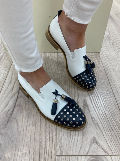 MARCO MOREO - B1180 CO3 LOAFER - NAVY/WHITE