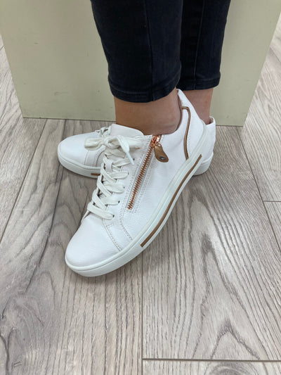 JANA SOFTLINE - 23660-152 LACED FASHION SHOE WITH ZIP - WHITE/ROSEGOLD