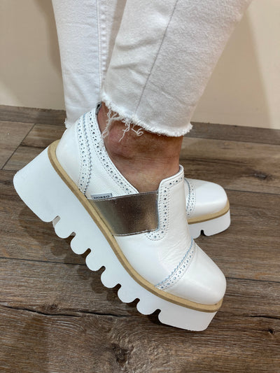 MARCO MOREO- B1166 C03 SLIP-ON WEDGE FASHION SHOE - WHITE PATENT