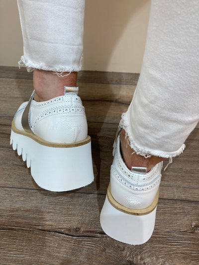 MARCO MOREO- B1166 C03 SLIP-ON WEDGE FASHION SHOE - WHITE PATENT