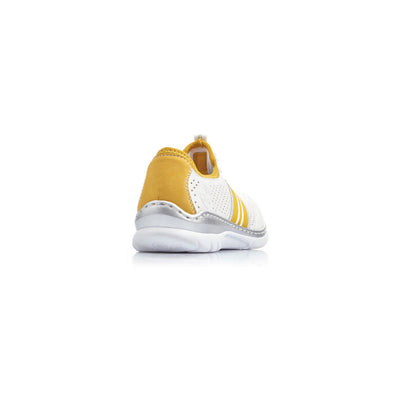 RIEKER - L32R0 MOCK LACE RUNNER - WHITE/MUSTARD