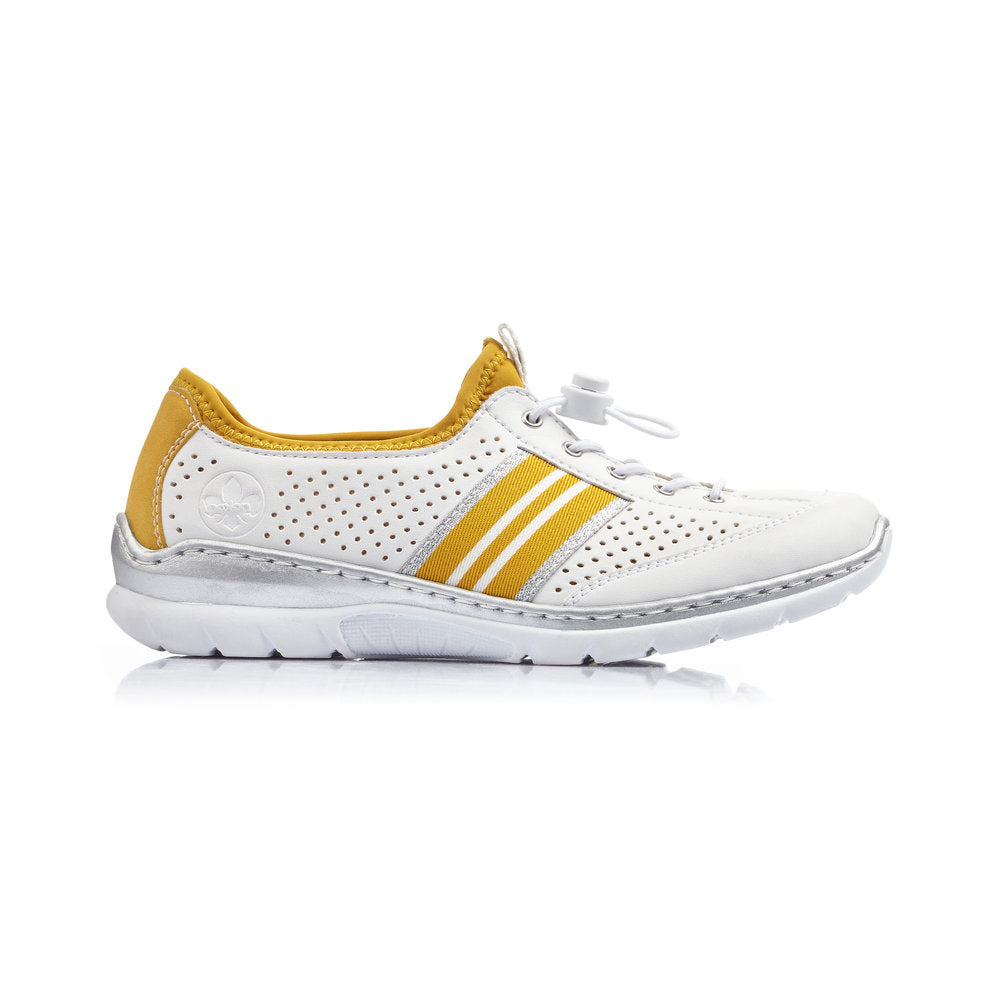 RIEKER - L32R0 MOCK LACE RUNNER - WHITE/MUSTARD