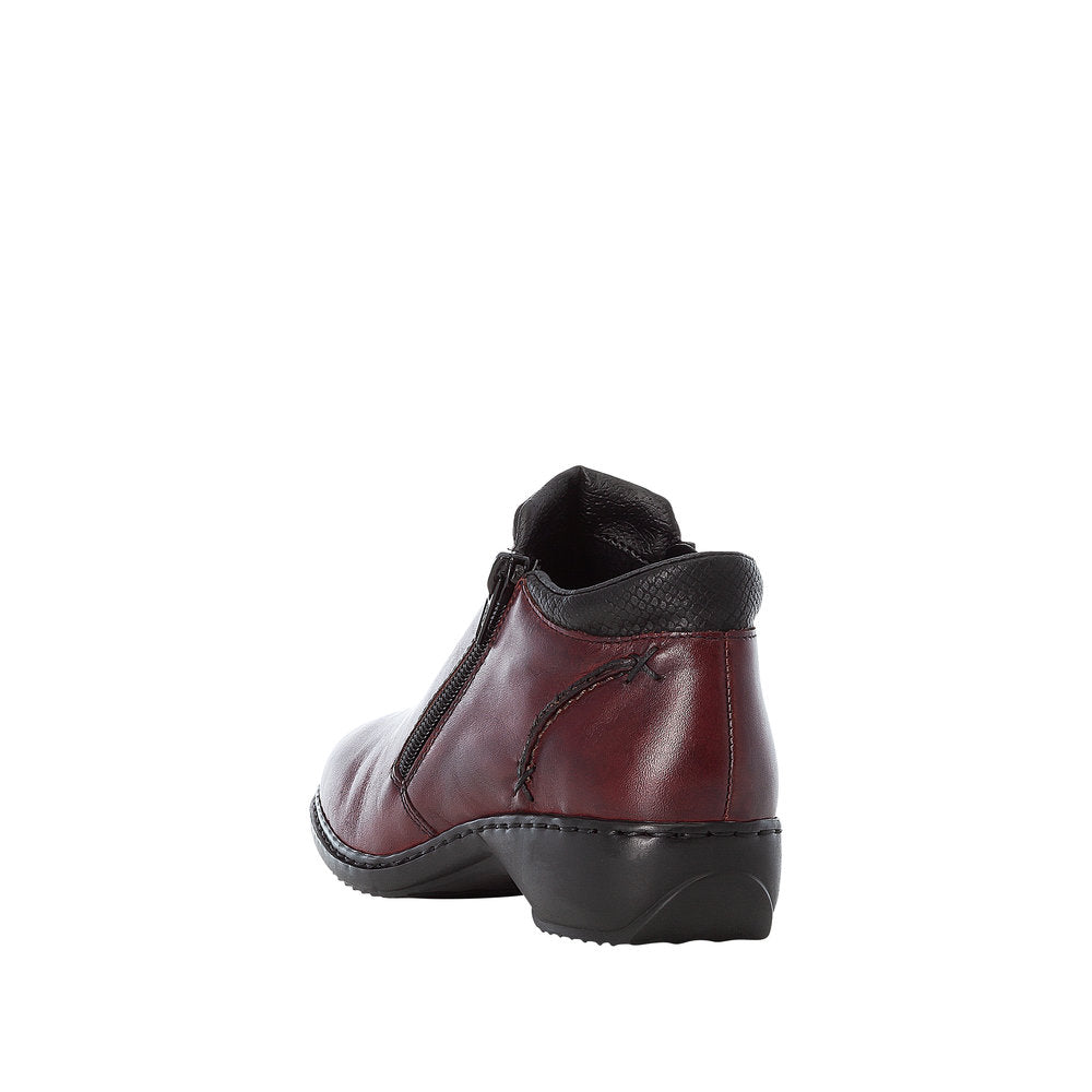RIEKER L3882-35 FLAT ZIP ANKLE BOOT - WINE