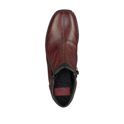 RIEKER L3882-35 FLAT ZIP ANKLE BOOT - WINE
