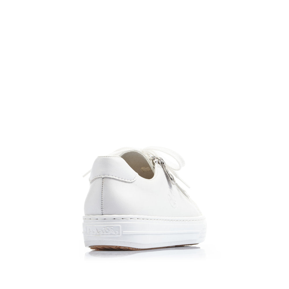 RIEKER - L59L1-80 LACE UP CASUAL SHOE WITH MEMOSOFT INSOLES AND ZIP - WHITE