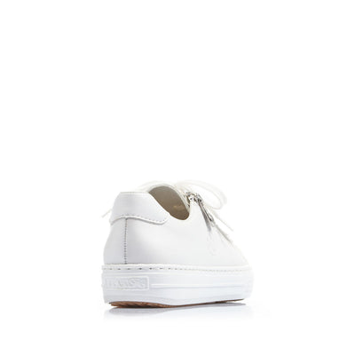 RIEKER - L59L1-80 LACE UP CASUAL SHOE WITH MEMOSOFT INSOLES AND ZIP - WHITE