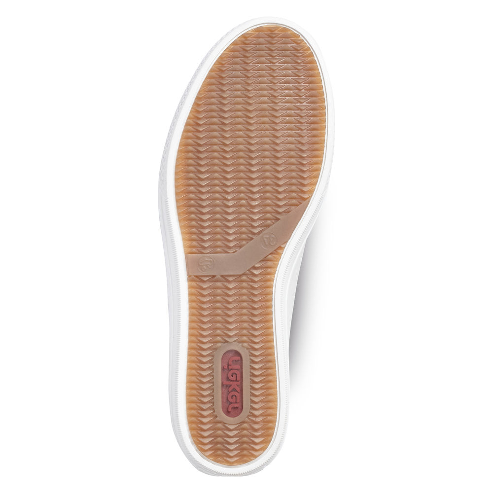RIEKER - L59L1-80 LACE UP CASUAL SHOE WITH MEMOSOFT INSOLES AND ZIP - WHITE