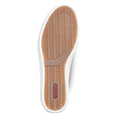 RIEKER - L59L1-80 LACE UP CASUAL SHOE WITH MEMOSOFT INSOLES AND ZIP - WHITE