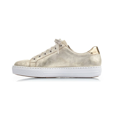RIEKER - L59L8-62 FLAT LACED SHOE - GOLD