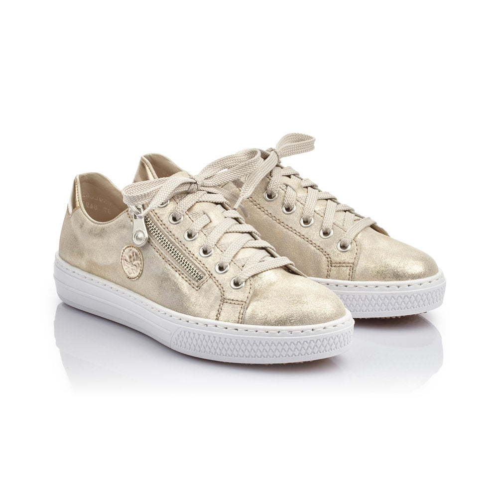 RIEKER - L59L8-62 FLAT LACED SHOE - GOLD