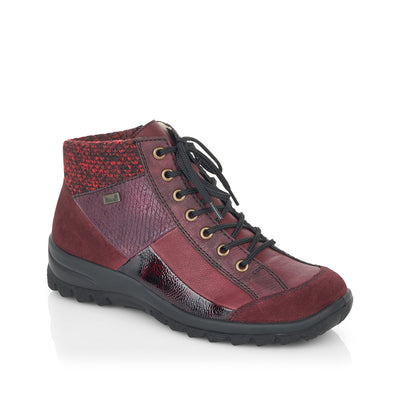 RIEKER - L7143-35 RIEKER TEX LACED CASUAL ANKLE BOOT - WINE
