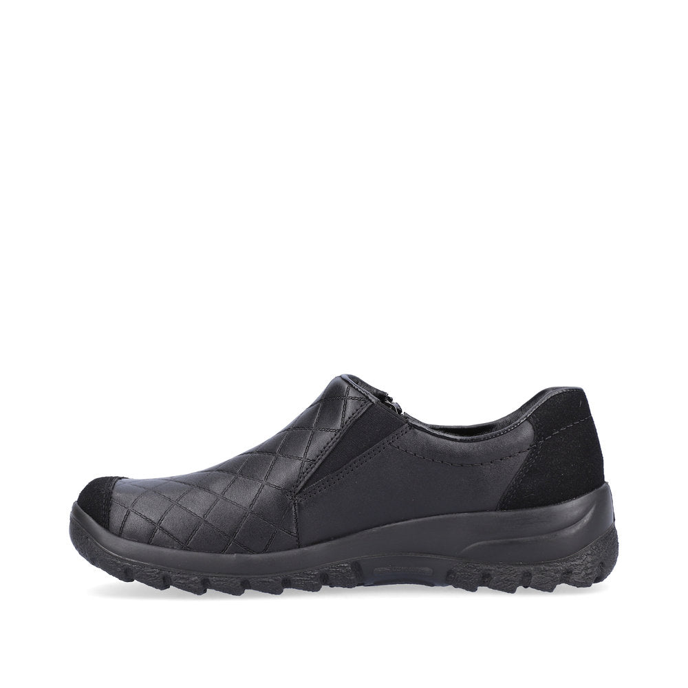 RIEKER - L7156-00 TEX FLAT ZIP SHOE - BLACK