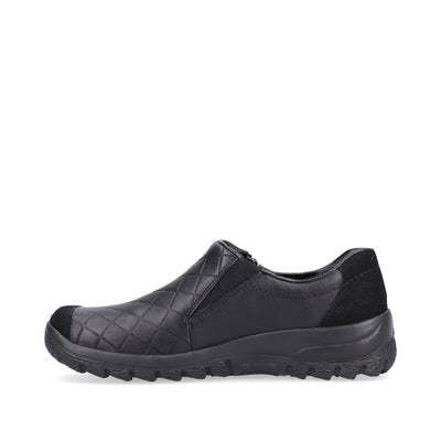RIEKER - L7156-00 TEX FLAT ZIP SHOE - BLACK