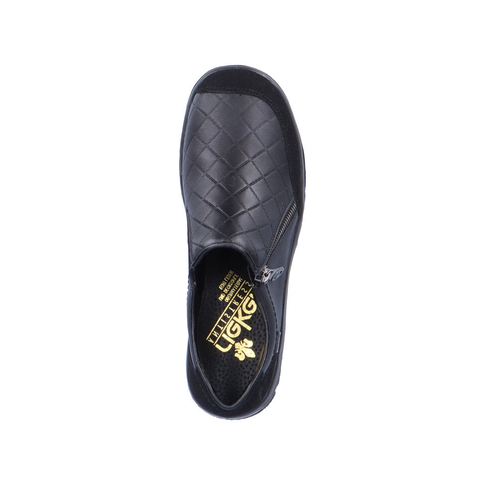 RIEKER - L7156-00 TEX FLAT ZIP SHOE - BLACK