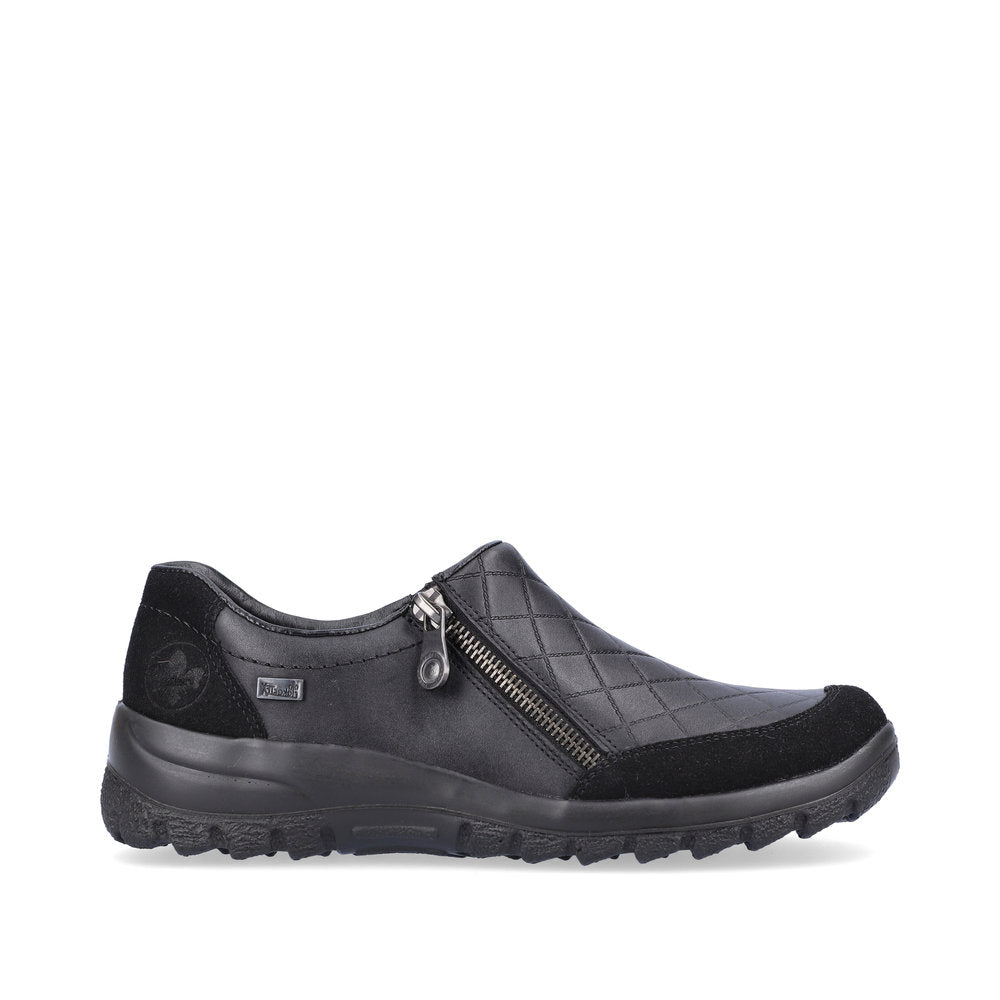 RIEKER - L7156-00 TEX FLAT ZIP SHOE - BLACK