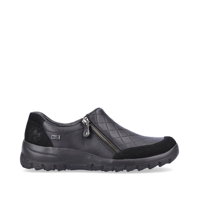 RIEKER - L7156-00 TEX FLAT ZIP SHOE - BLACK