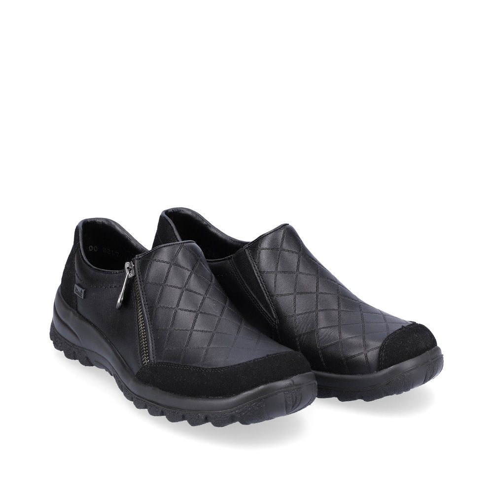 RIEKER - L7156-00 TEX FLAT ZIP SHOE - BLACK