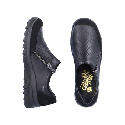 RIEKER - L7156-00 TEX FLAT ZIP SHOE - BLACK