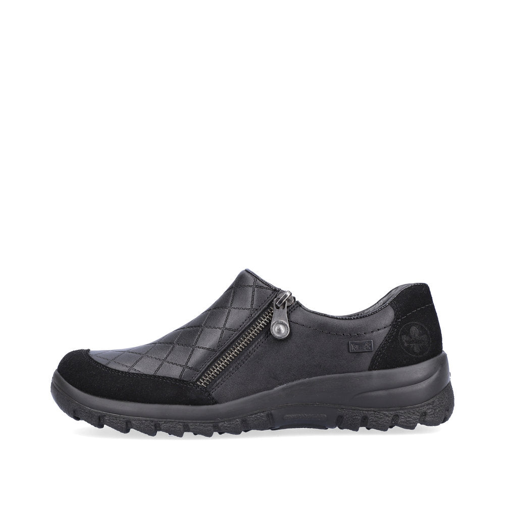 RIEKER - L7156-00 TEX FLAT ZIP SHOE - BLACK