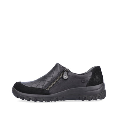 RIEKER - L7156-00 TEX FLAT ZIP SHOE - BLACK