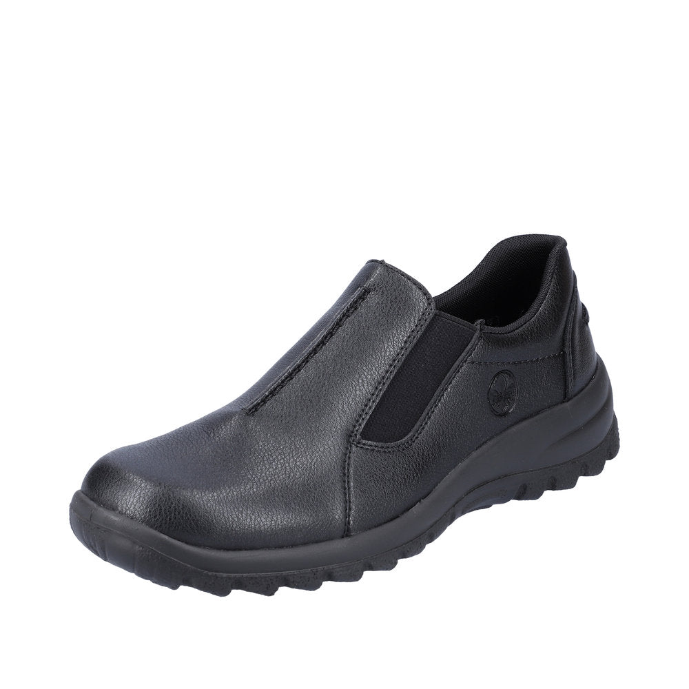 RIEKER L7175-00 SLIP-ON COMFORT SHOE WITH ELASTIC GUSSET - BLACK