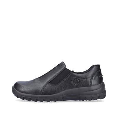 RIEKER L7175-00 SLIP-ON COMFORT SHOE WITH ELASTIC GUSSET - BLACK