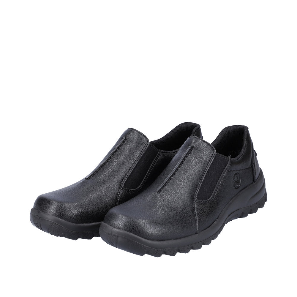 RIEKER L7175-00 SLIP-ON COMFORT SHOE WITH ELASTIC GUSSET - BLACK
