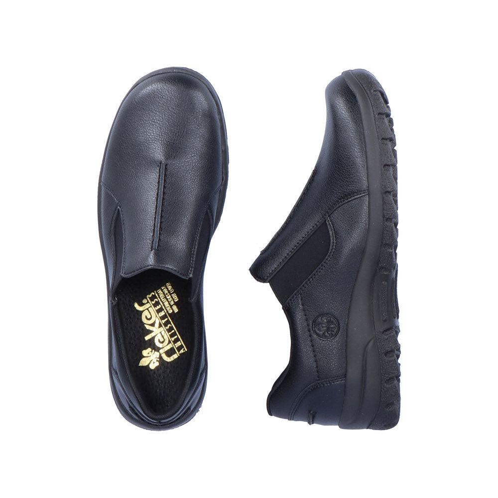 Rieker L7175-00 Slip-On Comfort Shoe Black Leather with Elastic