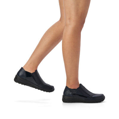 RIEKER - L7178-14- SLIP-ON COMFORT SHOE WITH ELASTICATED GUSSET - NAVY