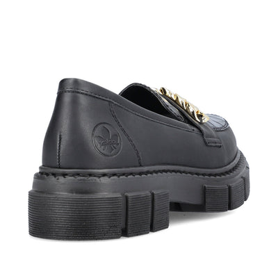 RIEKER - M3861-02 CHUNKY LOAFER WITH CHAIN DETAIL - BLACK