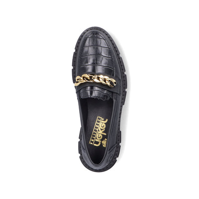 RIEKER - M3861-02 CHUNKY LOAFER WITH CHAIN DETAIL - BLACK