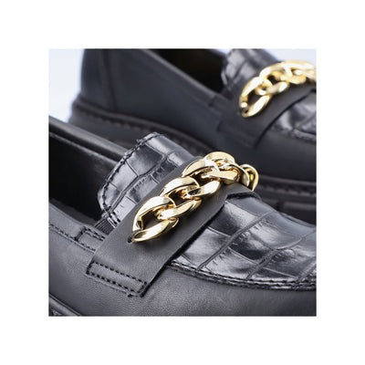 RIEKER - M3861-02 CHUNKY LOAFER WITH CHAIN DETAIL - BLACK
