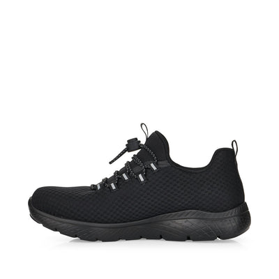 RIEKER - M5070-00 SLIP-ON MOCK LACE CASUAL TRAINER - BLACK FABRIC