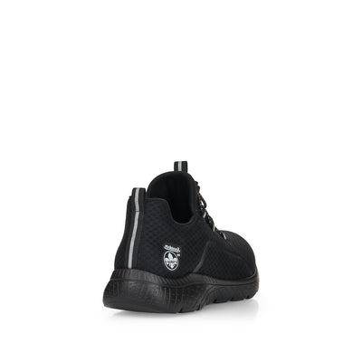 RIEKER - M5070-00 SLIP-ON MOCK LACE CASUAL TRAINER - BLACK FABRIC