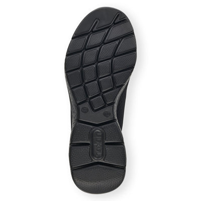 RIEKER - M5070-00 SLIP-ON MOCK LACE CASUAL TRAINER - BLACK FABRIC
