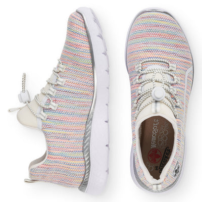 RIEKER - M5070-90 SLIP-ON MOCK LACE CASUAL TRAINER - MULTI PRINT