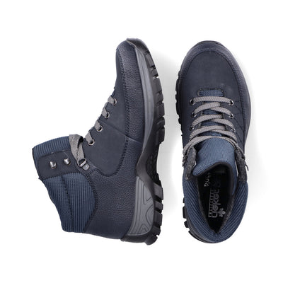 RIEKER - M9830-15 TEX FASHION LACED COMFORT WALKING BOOT - NAVY