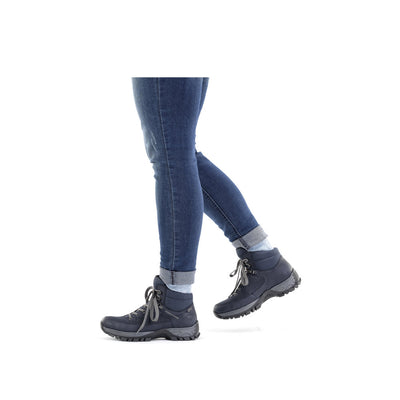 RIEKER - M9830-15 TEX FASHION LACED COMFORT WALKING BOOT - NAVY