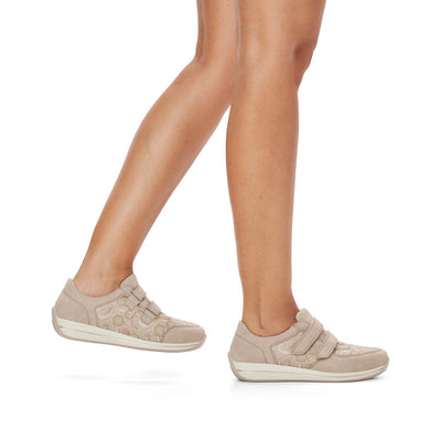 RIEKER - N1168-63 DOUBLE VELCRO COMFORT SHOE - GOLD