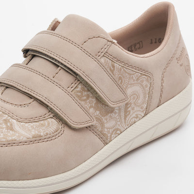 RIEKER - N1168-63 DOUBLE VELCRO COMFORT SHOE - GOLD
