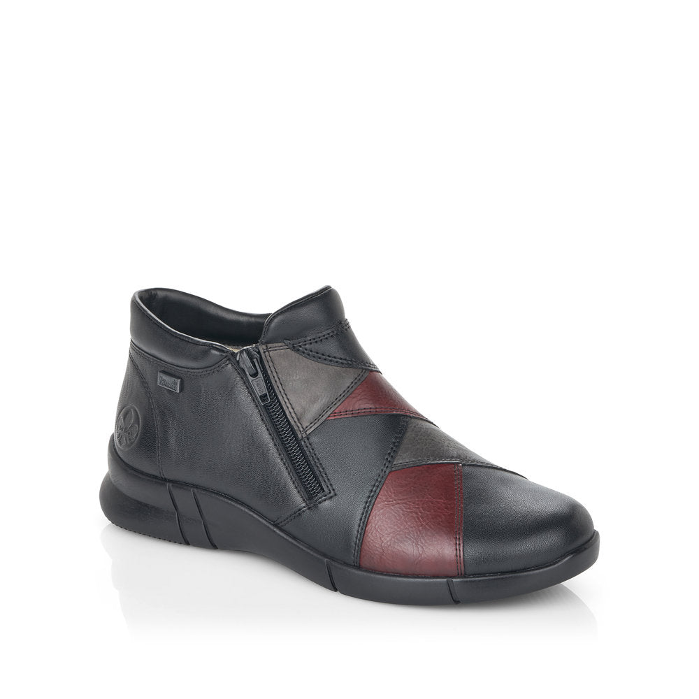 RIEKER - N2184-00 TEX TWIN ZIP FLAT BOOT - BLACK MULTI