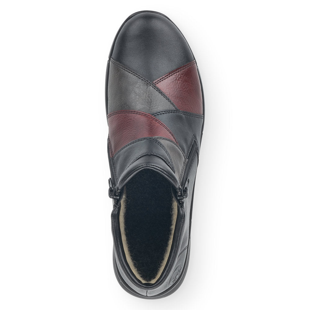 RIEKER - N2184-00 TEX TWIN ZIP FLAT BOOT - BLACK MULTI