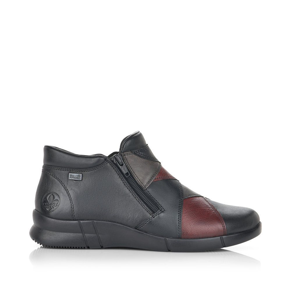 RIEKER - N2184-00 TEX TWIN ZIP FLAT BOOT - BLACK MULTI