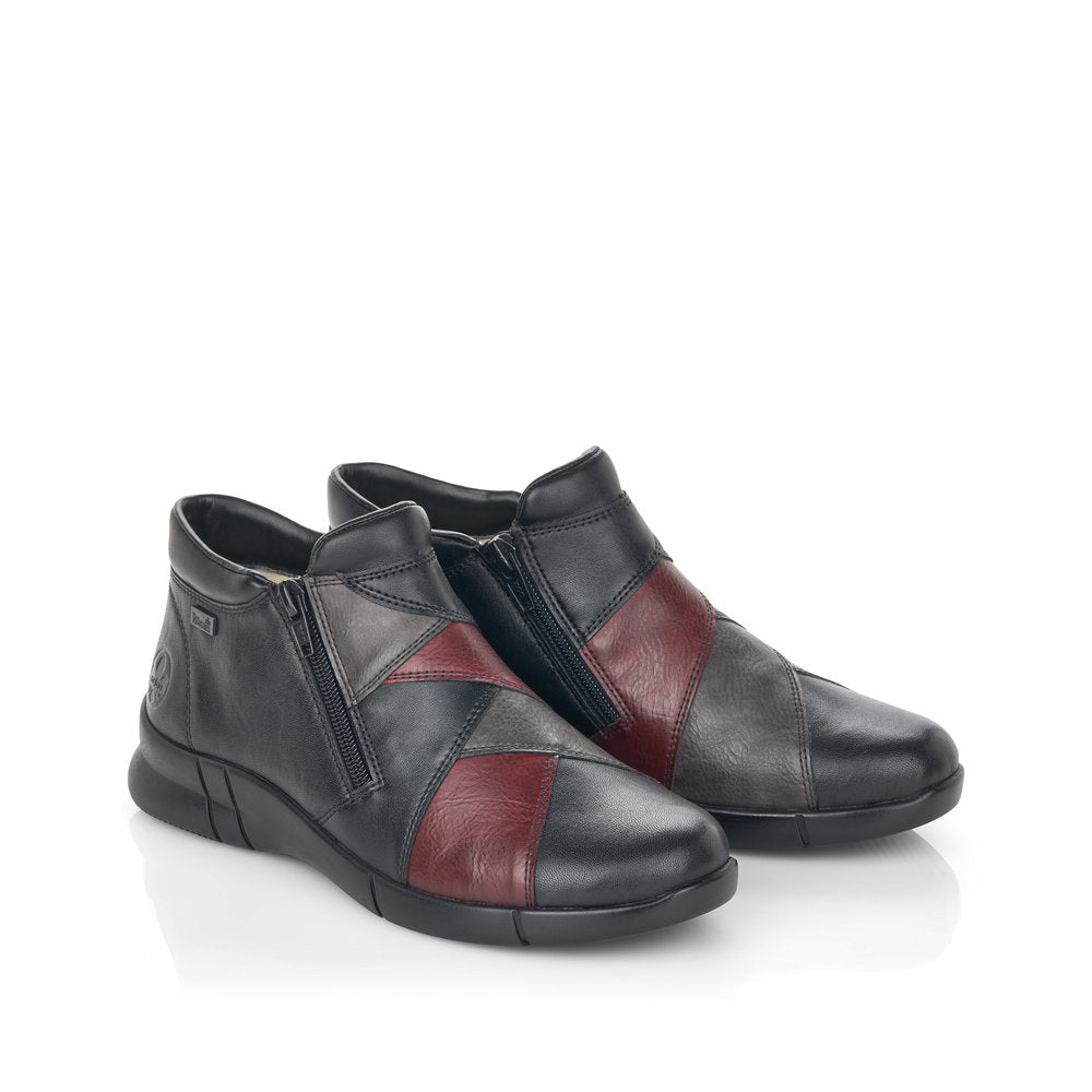RIEKER - N2184-00 TEX TWIN ZIP FLAT BOOT - BLACK MULTI