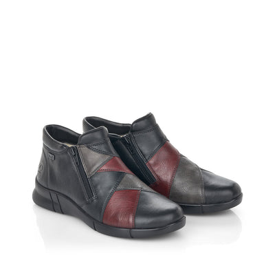 RIEKER - N2184-00 TEX TWIN ZIP FLAT BOOT - BLACK MULTI