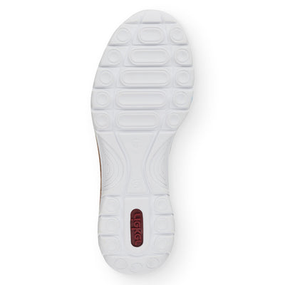 RIEKER - N42G8-80 FLAT SLIP-ON TOGGLE LACE COMFORT SHOE - WHITE/ROSE GOLD
